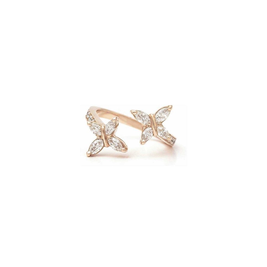 Bague Toi & Moi Papillons Navette En Or Rose | Dubail Best