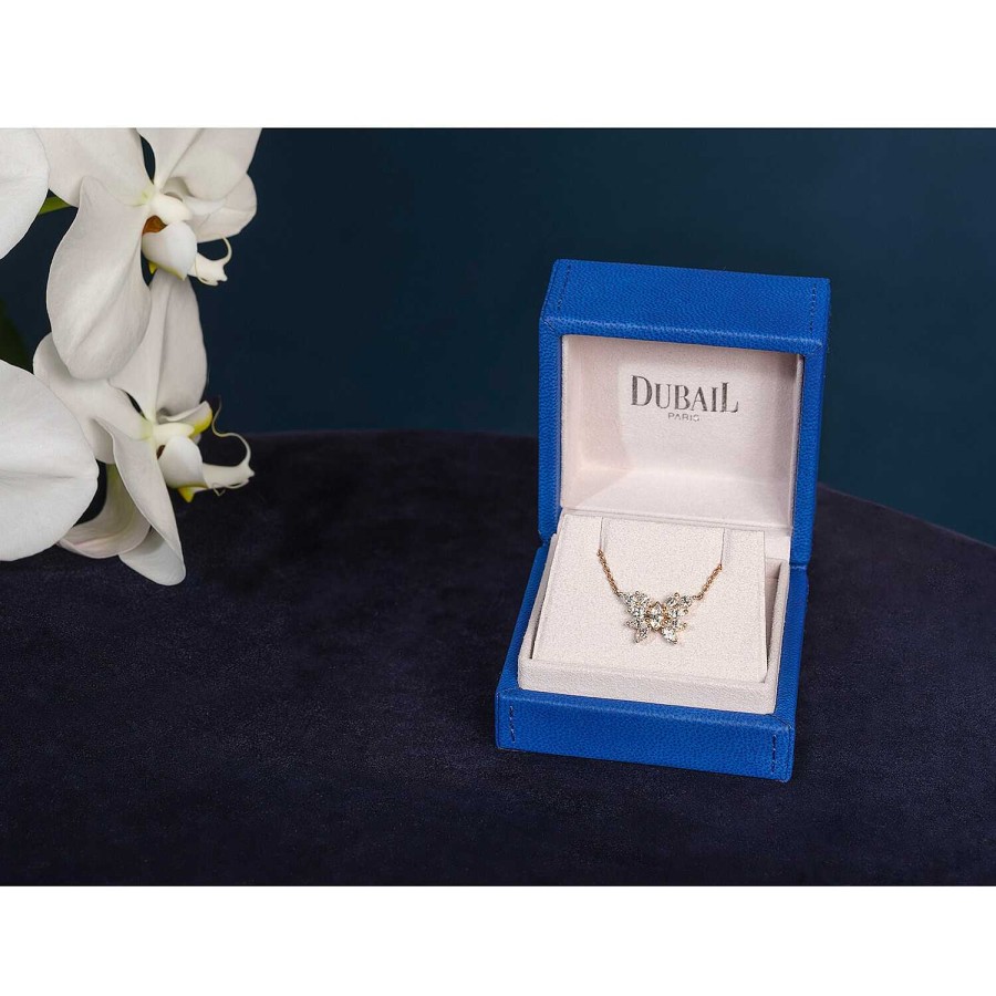 Pendentif Papillon Onze Navettes En Or Rose | Dubail New