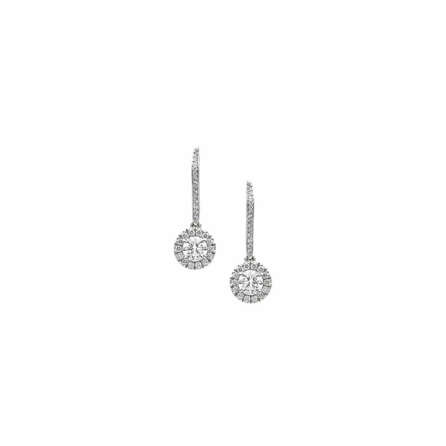 Boucles D'Oreilles Dormeuses Micropav Es Diamants En Or Blanc | Dubail Best