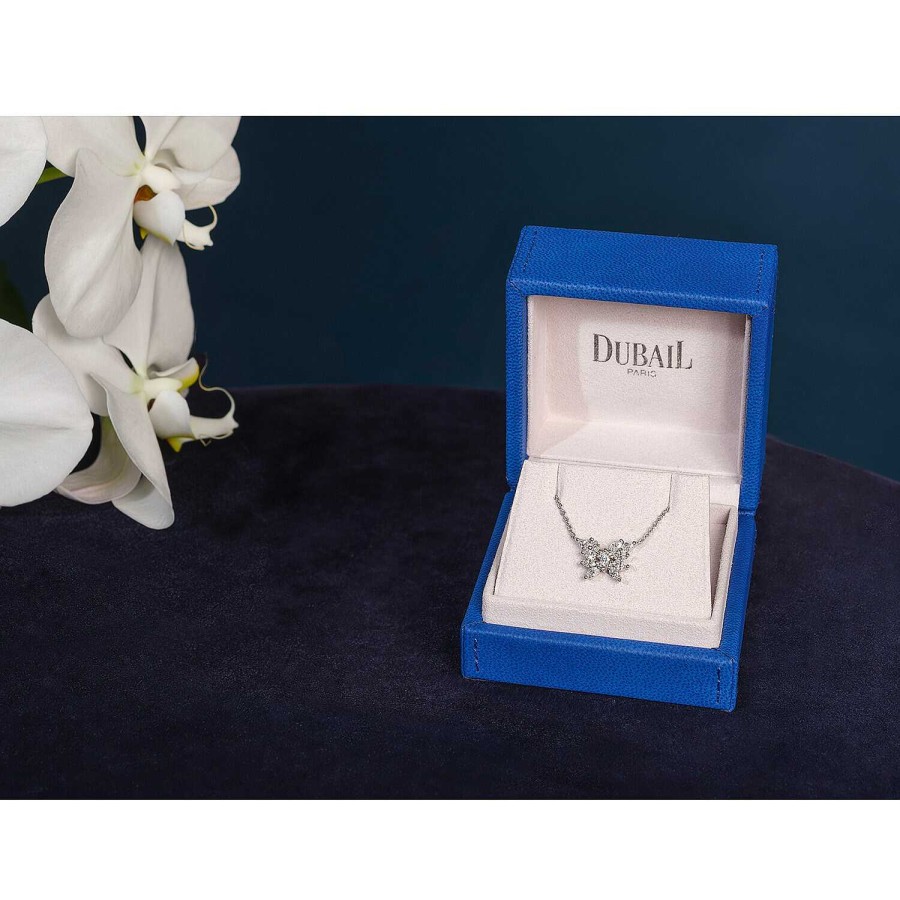 Pendentif Papillon Onze Navettes En Or Blanc | Dubail Best