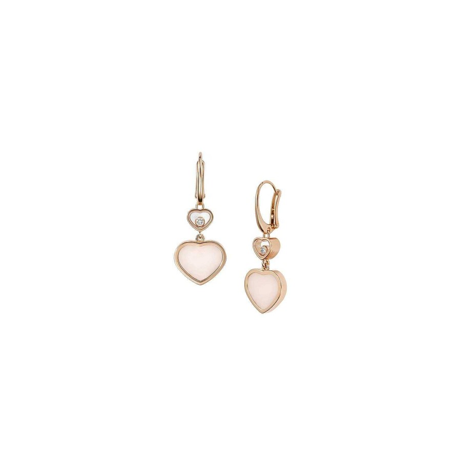 Boucles D'Oreilles Chopard Happy Hearts En Or Rose, Opale Rose Et Diamants | Chopard Clearance