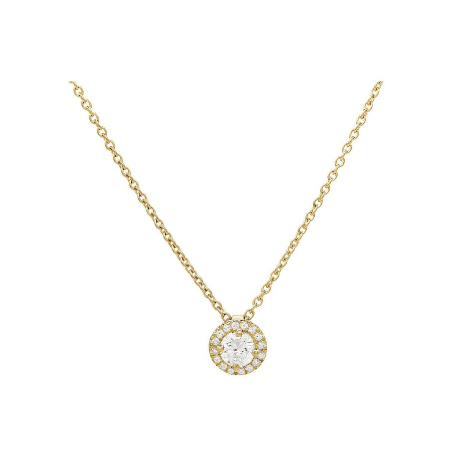 Pendentif Micropav Diamant Certifi Entourage Diamants En Or Jaune | Dubail New