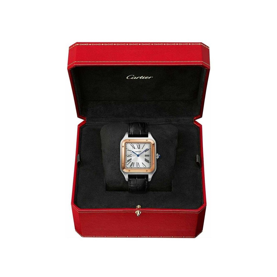 Montre Santos-Dumont Mod Le Extra-Large, Mouvement M Canique Manuel, Or Rose, Acier, Cuir | Cartier Wholesale