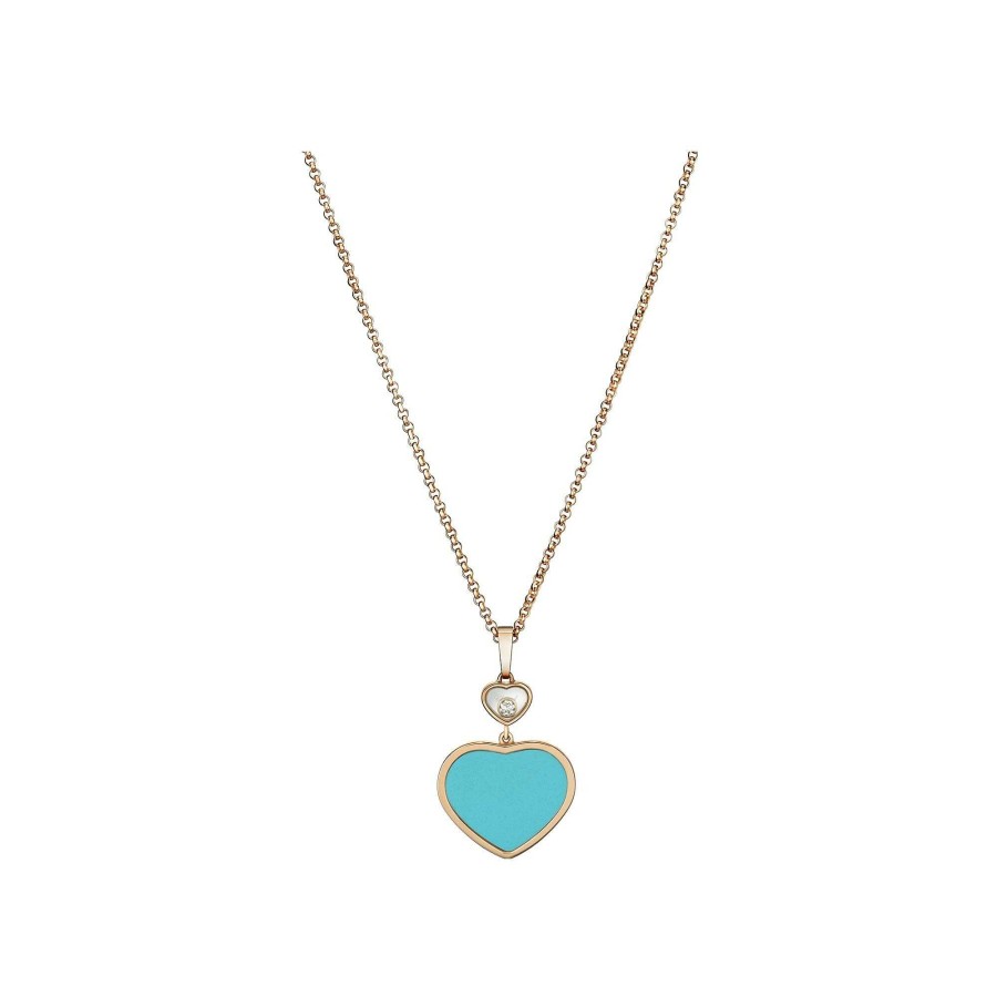 Pendentif Chopard Happy Hearts En Or Rose, Diamant Et Turquoise | Chopard Online