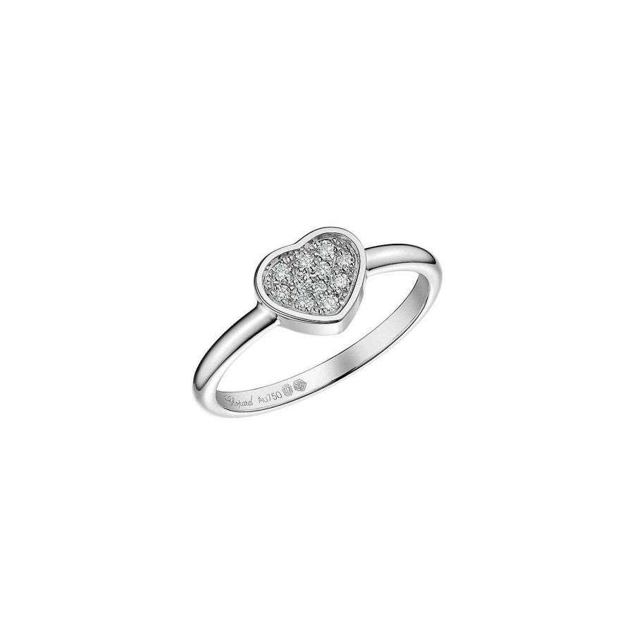 Bague Chopard My Happy Hearts En Or Blanc Et Diamants, Taille 51 | Chopard Online