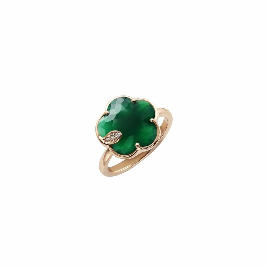 Bague Pasquale Bruni Petit Joli' En Or Rose, Agate Verte Et Diamants Blancs | Pasquale Bruni Online