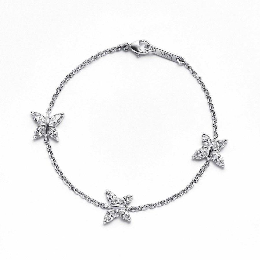 Bracelet Chaine Papillons Navette En Or Blanc | Dubail Wholesale