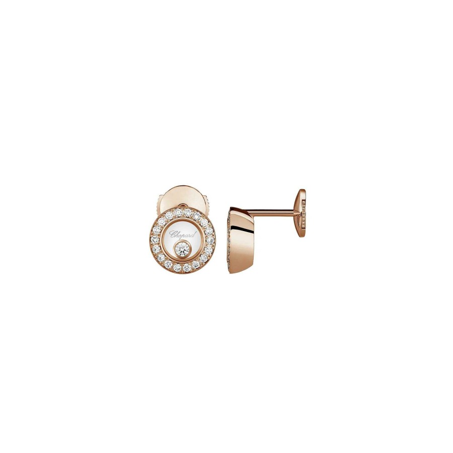 Boucles D'Oreilles Chopard Happy Diamonds En Or Rose Et Diamants | Chopard Wholesale