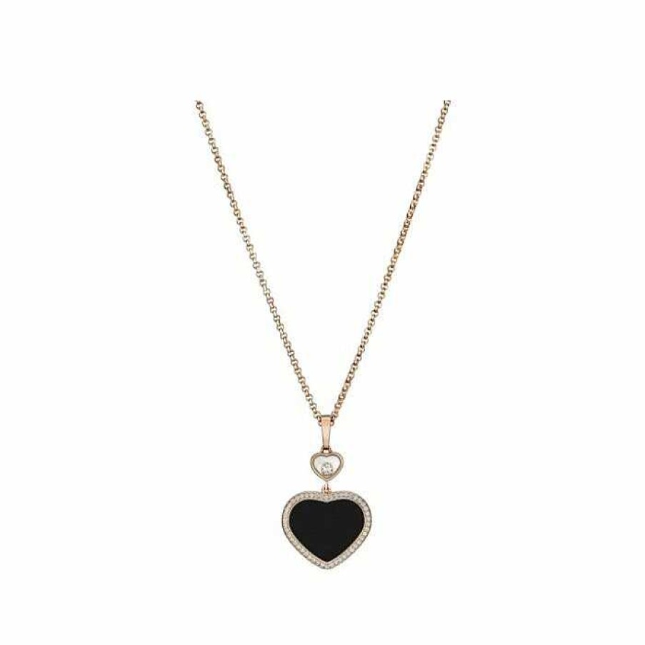 Pendentif Chopard Happy Hearts En Or Rose, Onyx Et Diamants | Chopard New