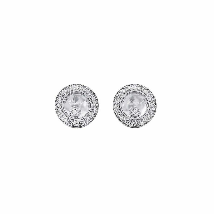 Boucles D'Oreilles Chopard Happy Diamonds Icons En Or Blanc Et Diamants | Chopard Wholesale