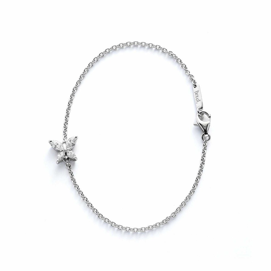 Bracelet Papillon Chaine Navette En Or Blanc | Dubail Wholesale