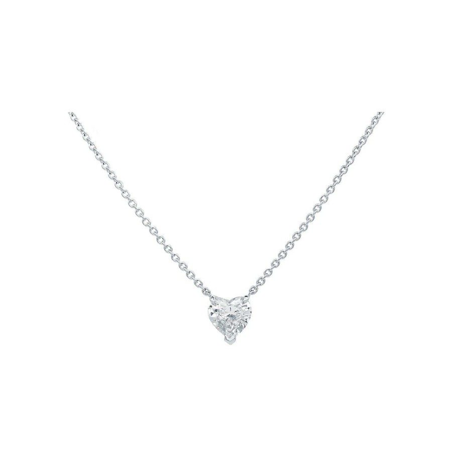 Solitaire Diamant Taille Coeur Certifi En Or Blanc | Dubail Clearance