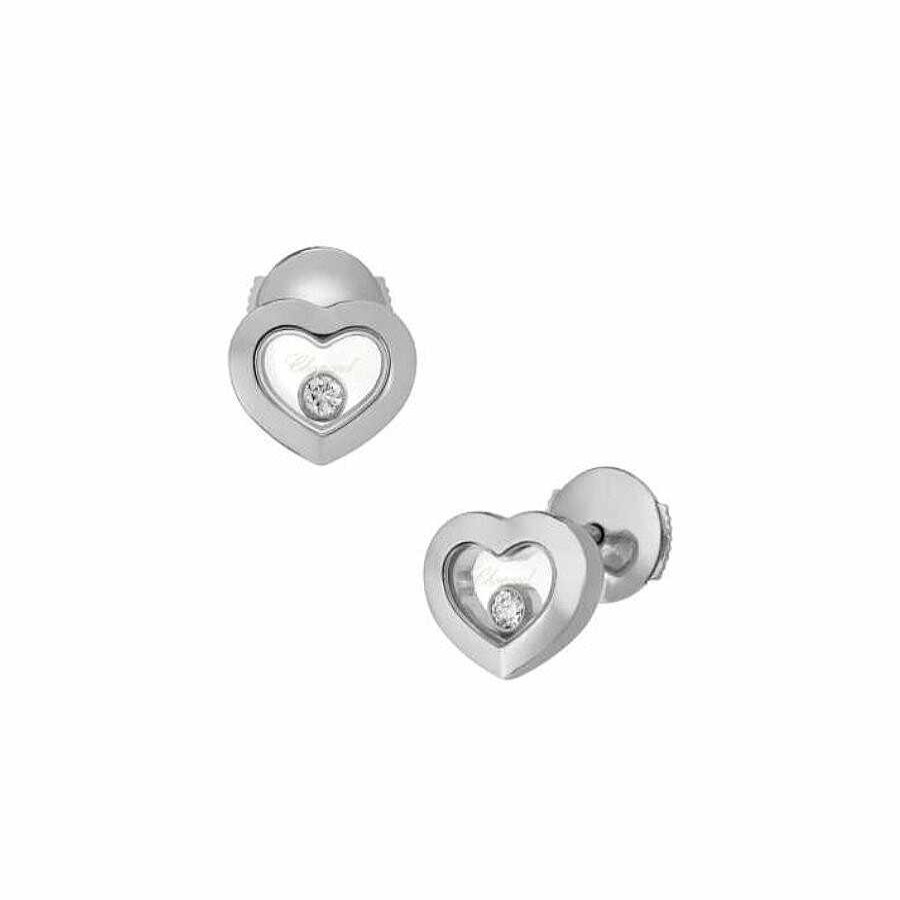 Boucles D'Oreilles Chopard Happy Diamonds Icons En Or Blanc Et Diamants | Chopard Online