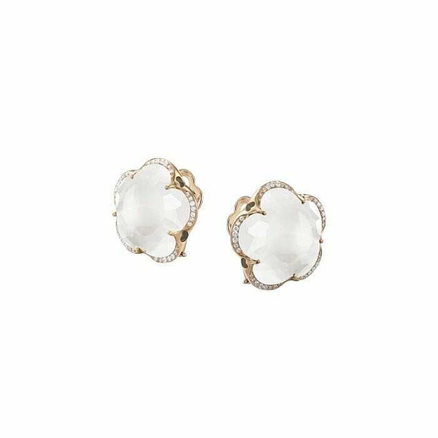 Boucles D'Oreilles Pasquale Bruni Bon Ton En Or Rose, Milky Quartz Et Diamants Blancs | Pasquale Bruni New