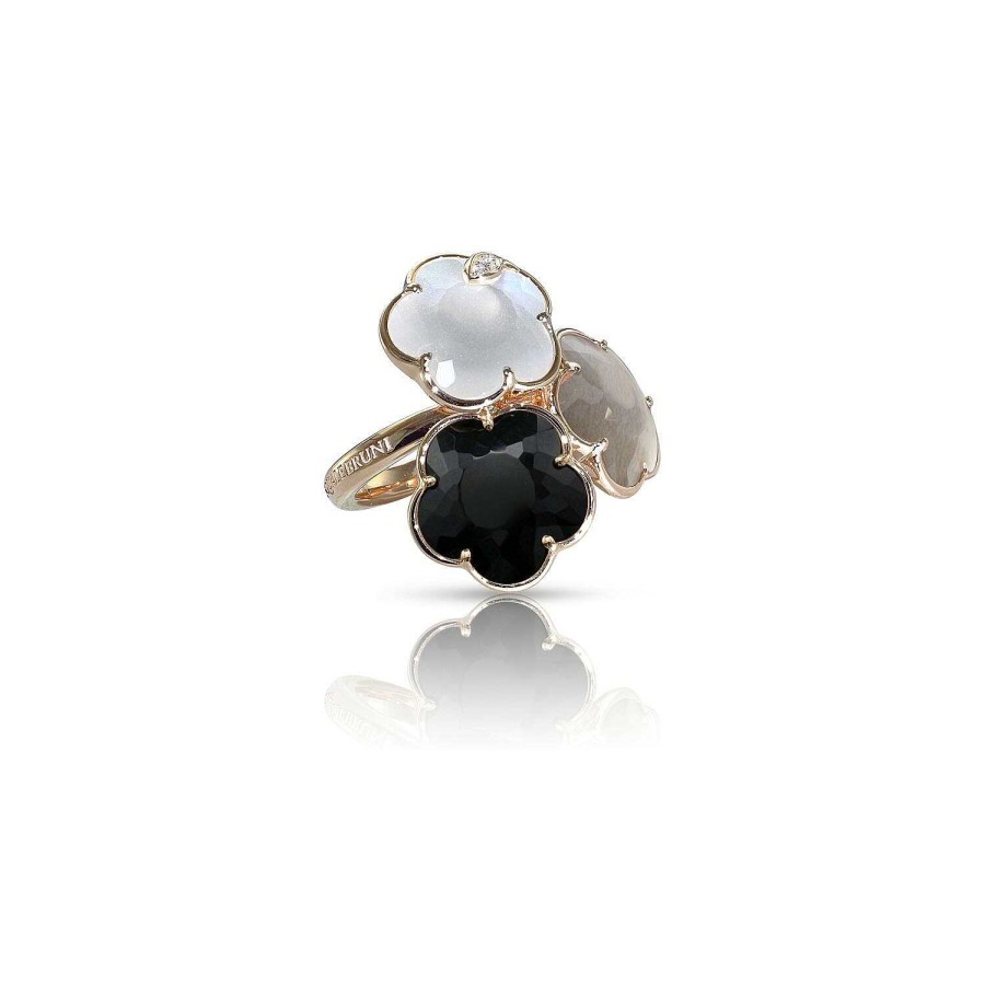 Bague Pasquale Bruni Bouquet Lunaire En Or Rose, Onyx, Pierre De Lune Blanche, Grise Et Diamants | Pasquale Bruni Wholesale