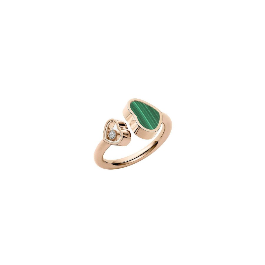 Bague Chopard Happy Hearts En Or Rose, Malachite Et Diamant, Taille 52 | Chopard Best