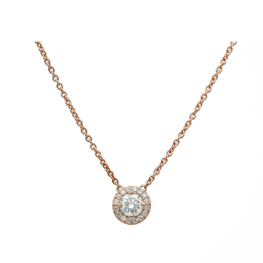 Pendentif Diamant Certifi Entourage Diamants En Or Rose | Dubail Wholesale