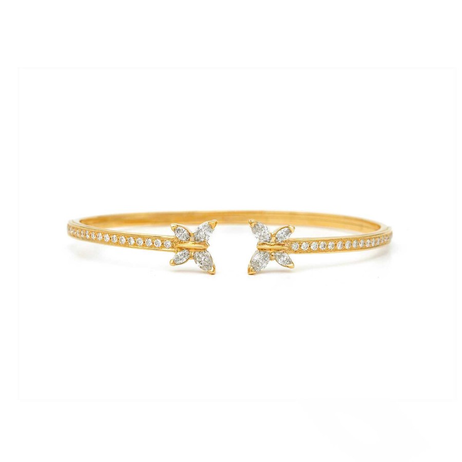 Bracelet Flex Papillons Navette En Or Jaune | Dubail Online