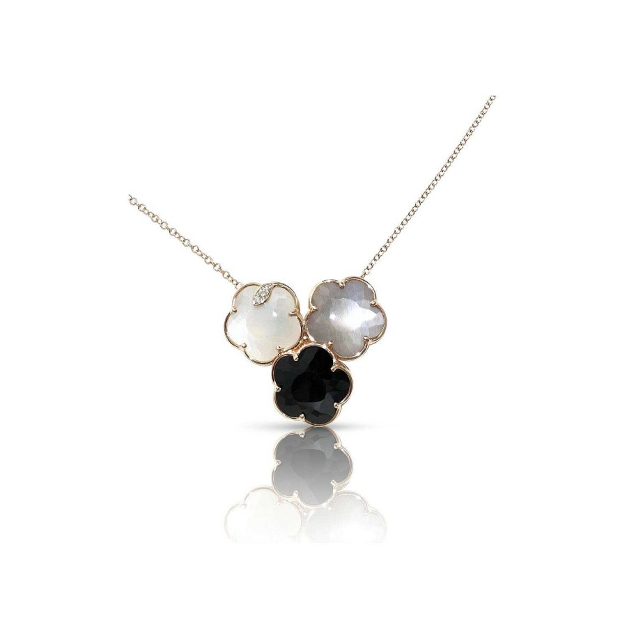 Collier Pasquale Bruni Bouquet Lunaire En Or Rose, Onyx, Pierre De Lune Blanche, Grise Et Diamants | Pasquale Bruni Hot