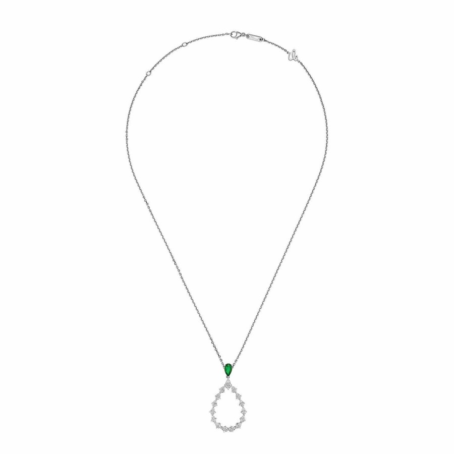 Pendentif Chopard L'Heure Du Diamant Drop En Or Blanc Thique, Meraude Et Diamants | Chopard Hot