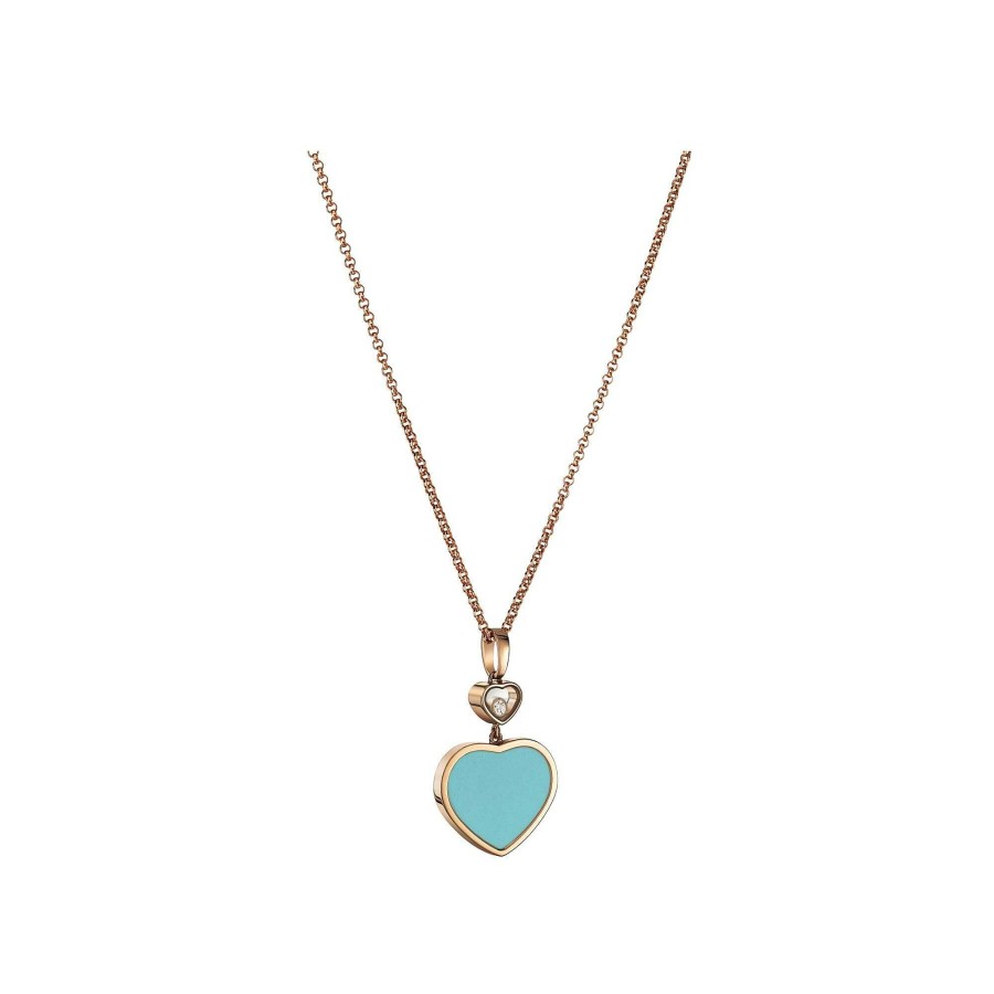 Pendentif Chopard Happy Hearts En Or Rose, Diamant Et Turquoise | Chopard Online