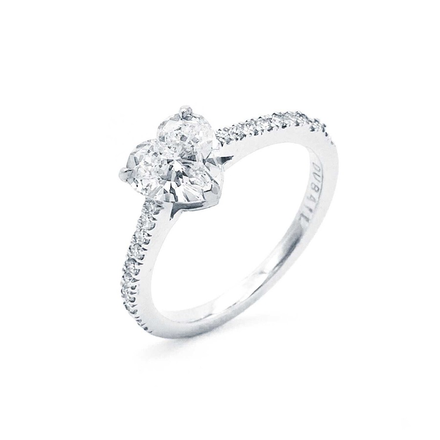 Solitaire Diamant Taille Coeur Certifi Et Diamants En Or Blanc | Dubail Clearance