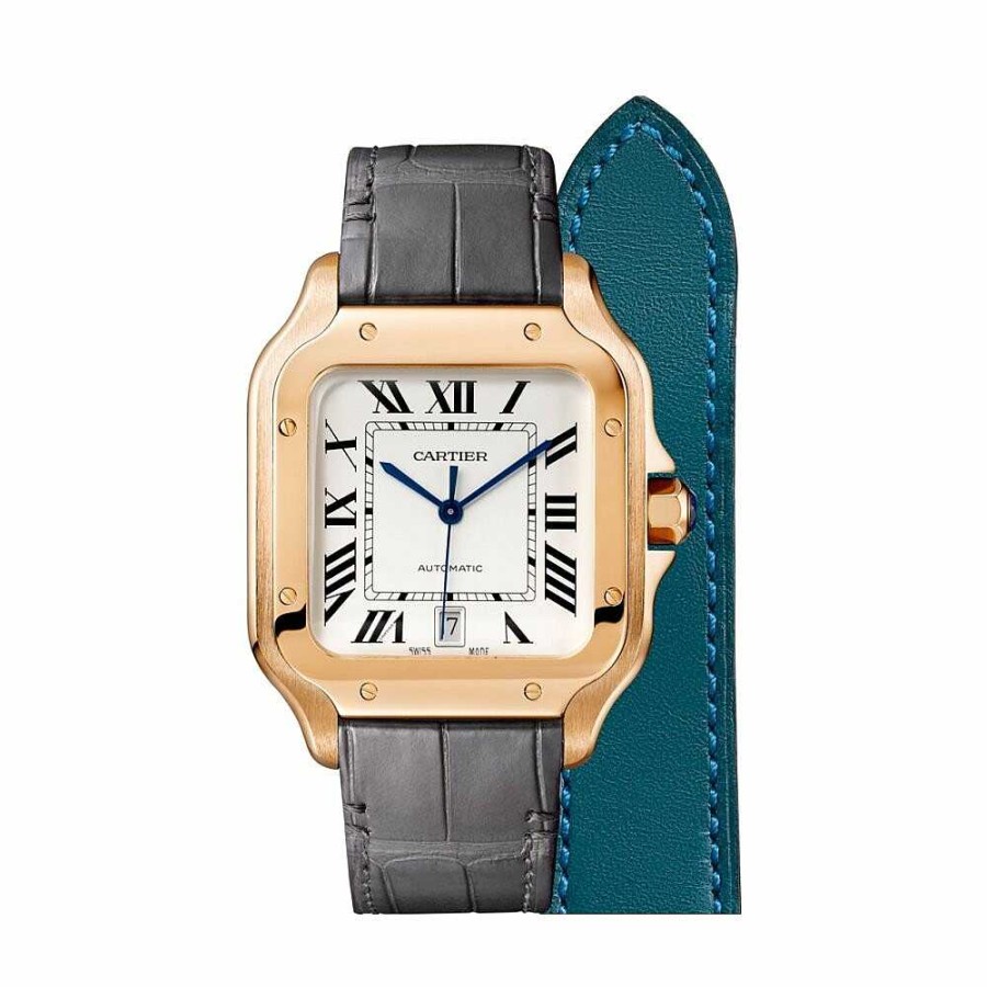 Montre Santos De Cartier Grand Mod Le, Mouvement Automatique, Or Rose, 2 Bracelets Cuir Interchangeables | Cartier Wholesale