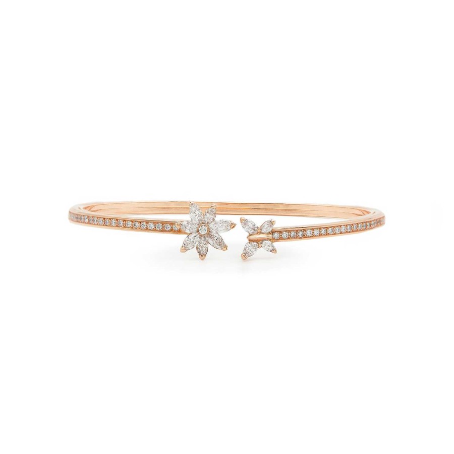 Bracelet An Mones & Papillons Diamants Taille Navette En Or Rose | Dubail Wholesale