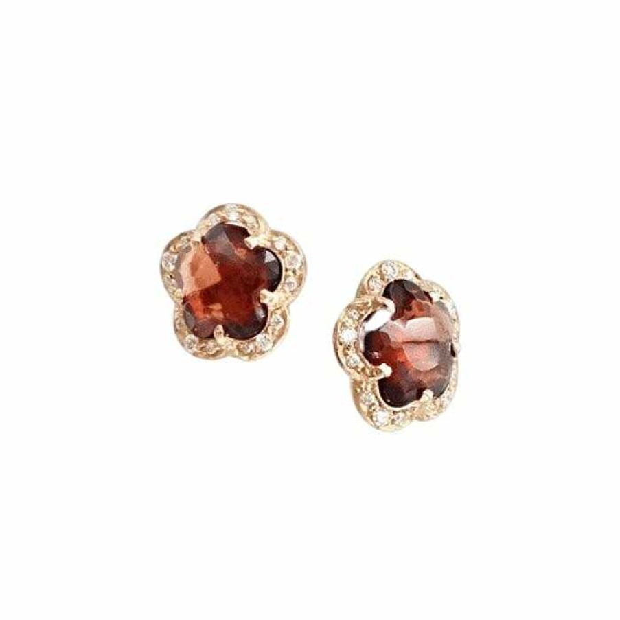 Boucles D'Oreilles Pasquale Bruni Figlia Dei Fiori En Or Rose, Grenats Et Diamants Blancs & Champagnes | Pasquale Bruni New