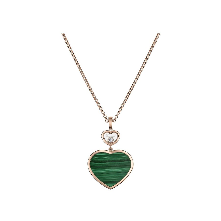 Pendentif Chopard Happy Hearts En Or Rose, Diamant Et Malachite | Chopard Wholesale