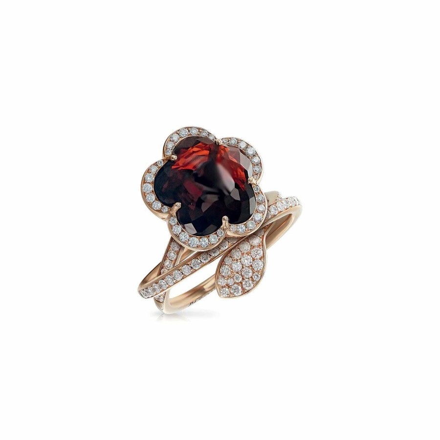 Bague Pasquale Bruni Je T'Aime En Or Rose, Grenat, Diamants Bruns Et Blancs | Pasquale Bruni Online