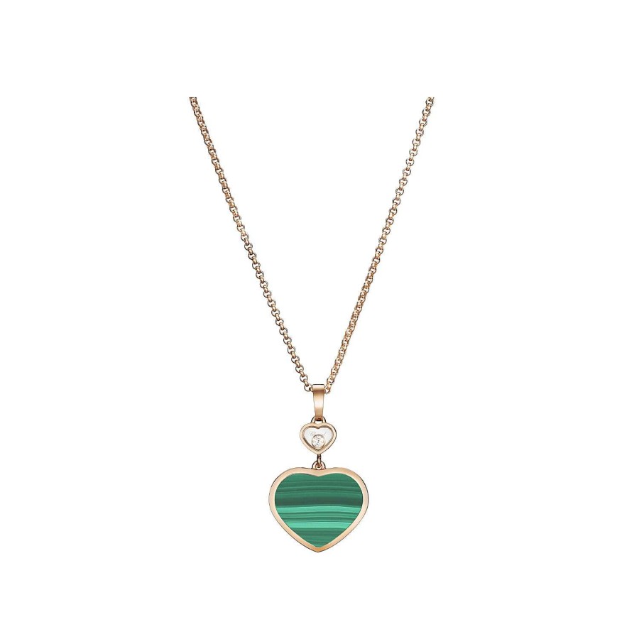 Pendentif Chopard Happy Hearts En Or Rose, Diamant Et Malachite | Chopard New