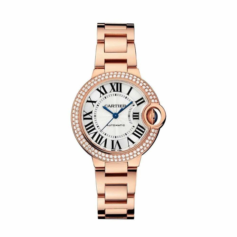 Montre Ballon Bleu De Cartier 33Mm, Mouvement Automatique, Or Rose, Diamants | Cartier Best