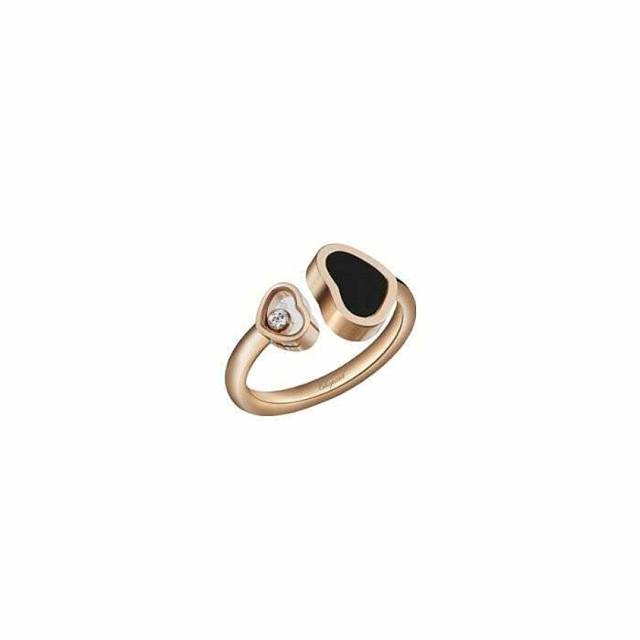 Bague Chopard Happy Hearts Et Or Rose, Diamant Et Onyx, Taille 52 | Chopard Best