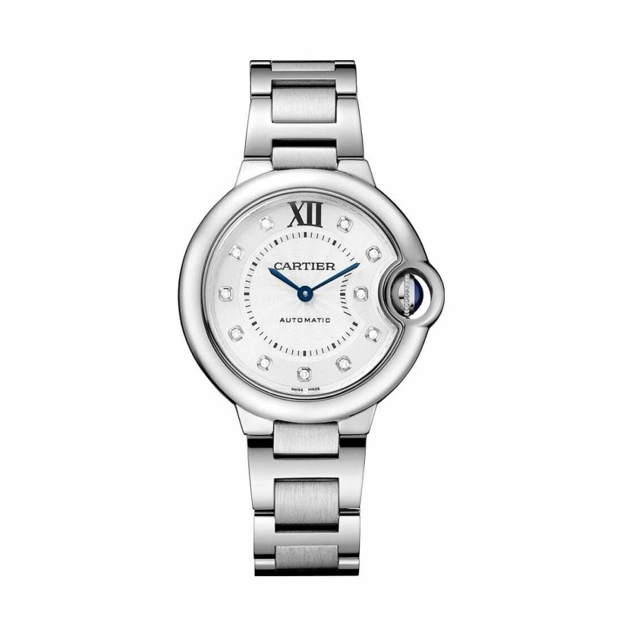 Montre Ballon Bleu De Cartier 33 Mm, Mouvement M Canique Automatique, Acier, Diamants | Cartier Wholesale