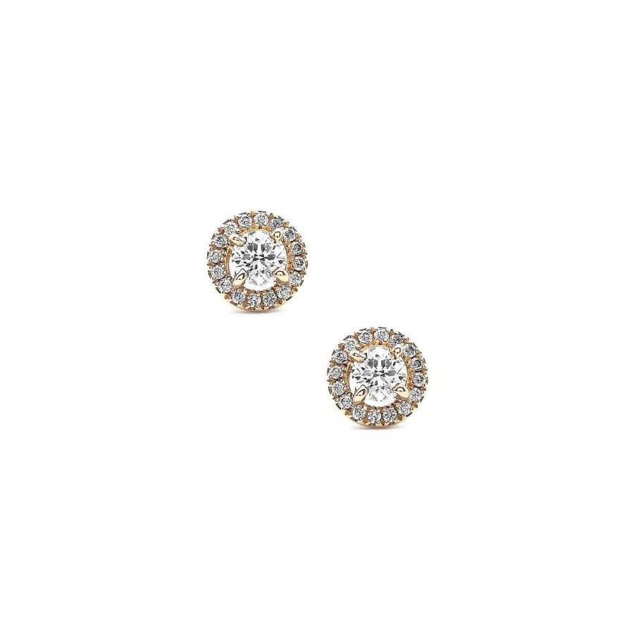 Puces Diamants Certifi S Entourage Diamants En Or Rose | Dubail Clearance