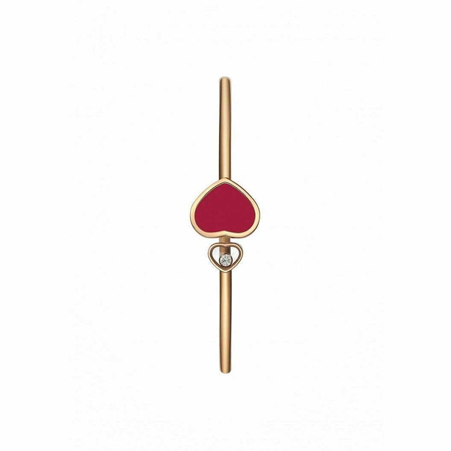 Bracelet Jonc Chopard Happy Hearts En Or Rose Et Diamant, Pierre Rouge | Chopard Clearance