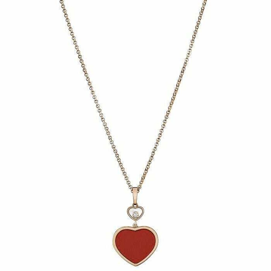 Pendentif Chopard Happy Hearts En Or Rose, Diamant Et Pierre Rouge | Chopard New