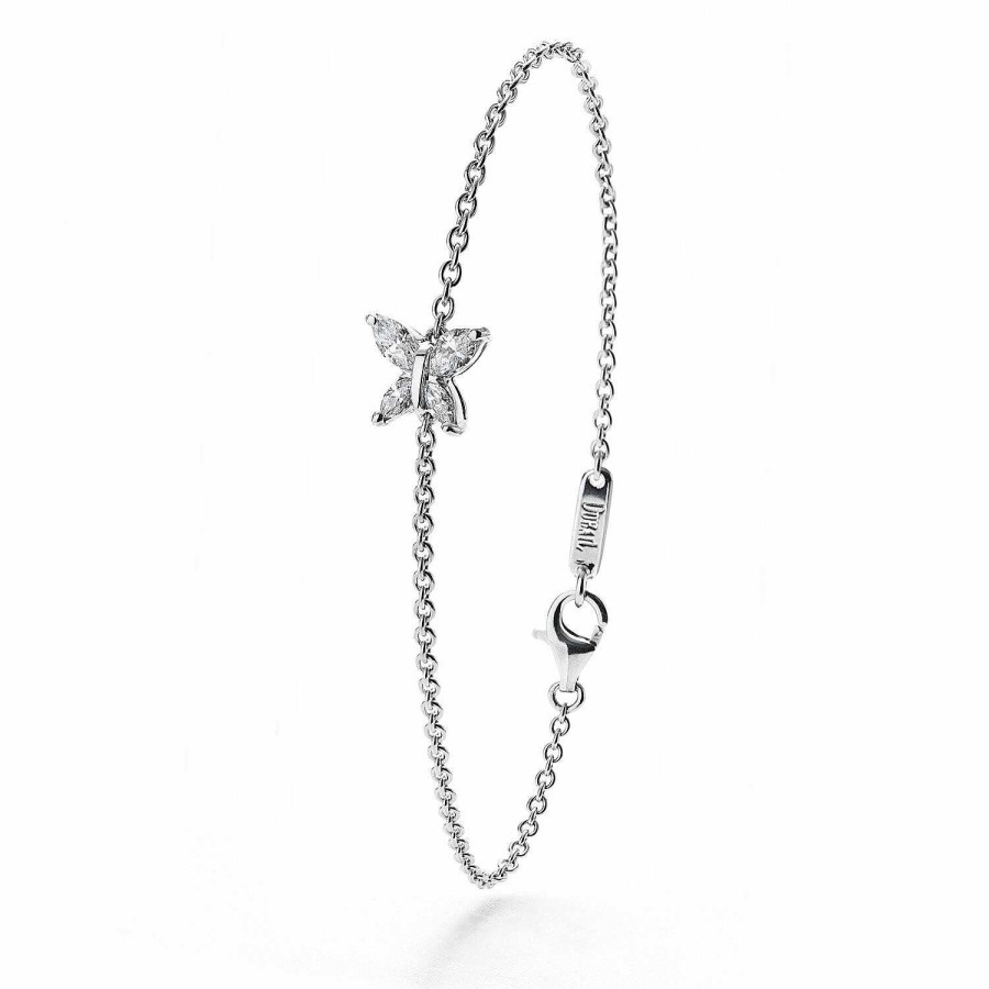 Bracelet Papillon Chaine Navette En Or Blanc | Dubail Wholesale