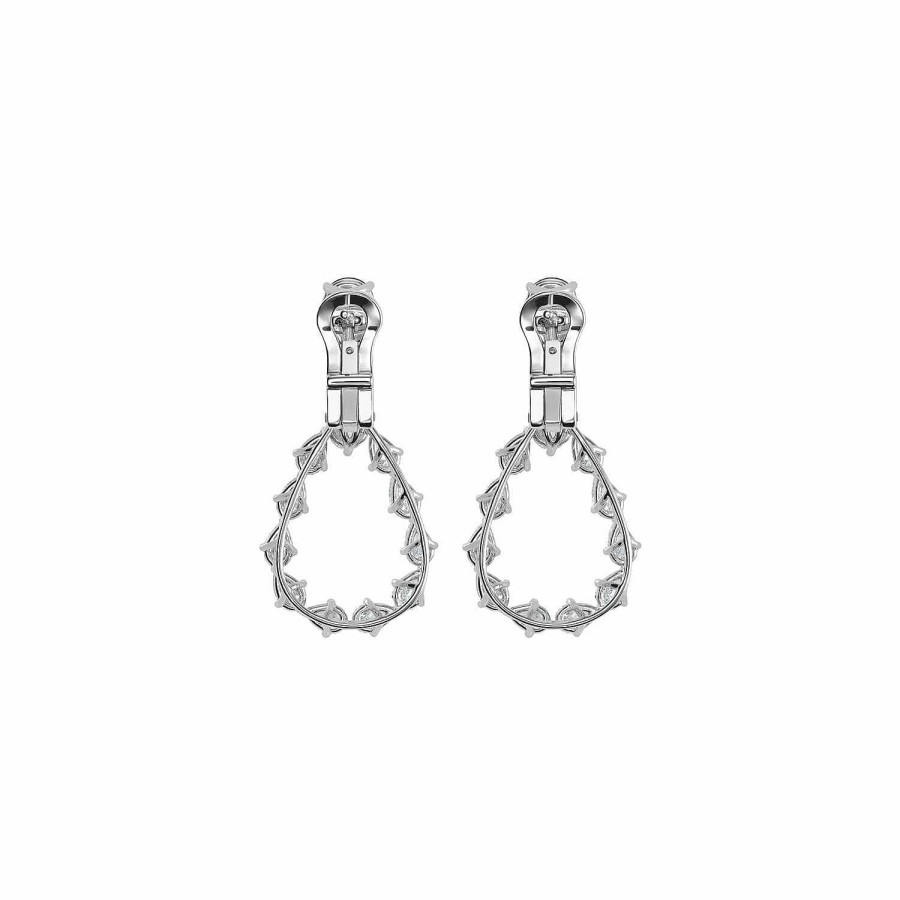 Boucles D'Oreilles Chopard L'Heure Du Diamant Drop En Or Blanc Thique, Meraudes Et Diamants | Chopard Clearance