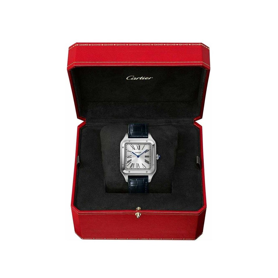 Montre Santos-Dumont Mod Le Extra-Large, Mouvement M Canique Manuel, Acier, Cuir | Cartier Wholesale