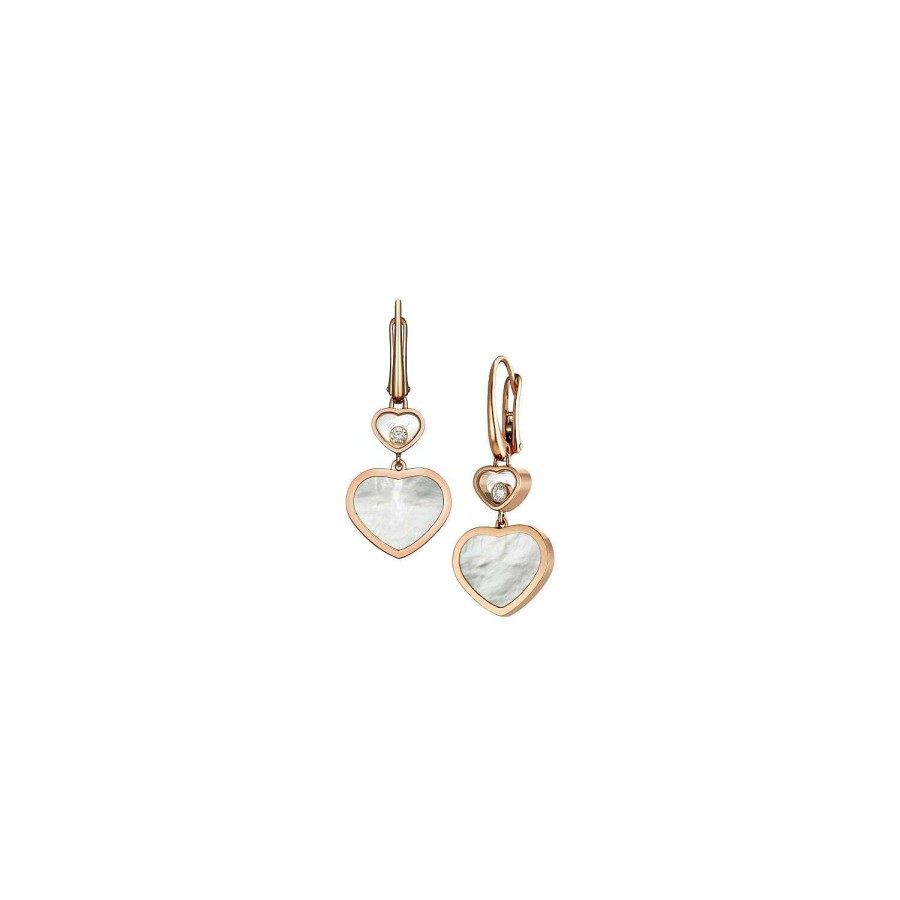 Boucles D'Oreilles Chopard Happy Hearts En Or Rose, Nacre Et Diamants | Chopard Best