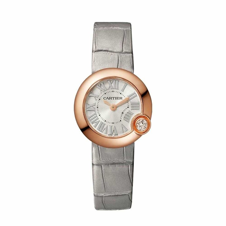 Montre Ballon Blanc De Cartier 26Mm, Mouvement Quartz, Or Rose, Diamant, Cuir | Cartier Wholesale