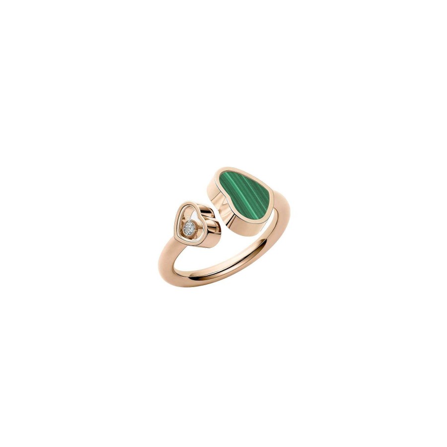 Bague Chopard Happy Hearts En Or Rose, Malachite Et Diamant, Taille 50 | Chopard Wholesale