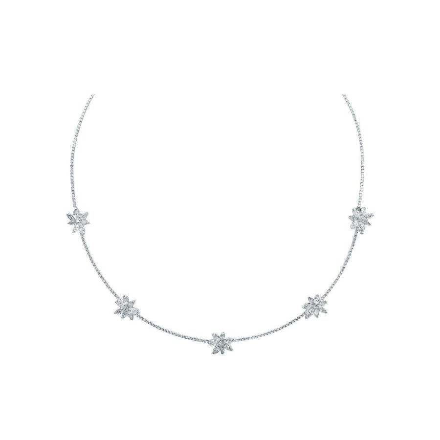 Collier An Mones Diamants Taille Navette En Or Blanc | Dubail New