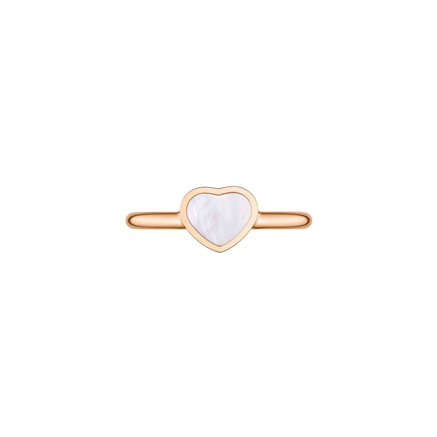 Bague Chopard My Happy Hearts En Or Rose Et Nacre, Taille 53 | Chopard Online