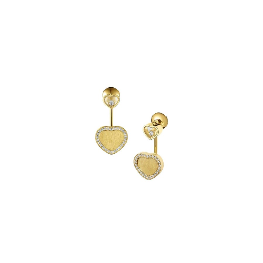 Boucles D'Oreilles Chopard Happy Hearts En Or Jaune Et Diamants | Chopard Clearance