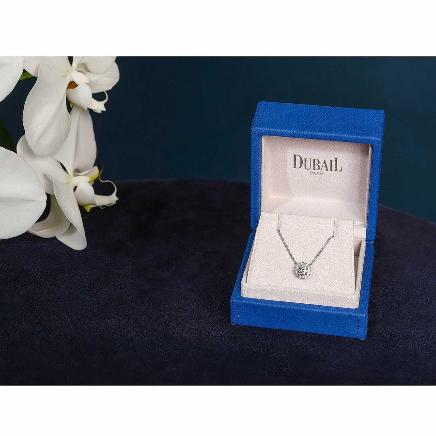 Pendentif Diamant Certifi Entourage Diamants En Or Blanc | Dubail Hot