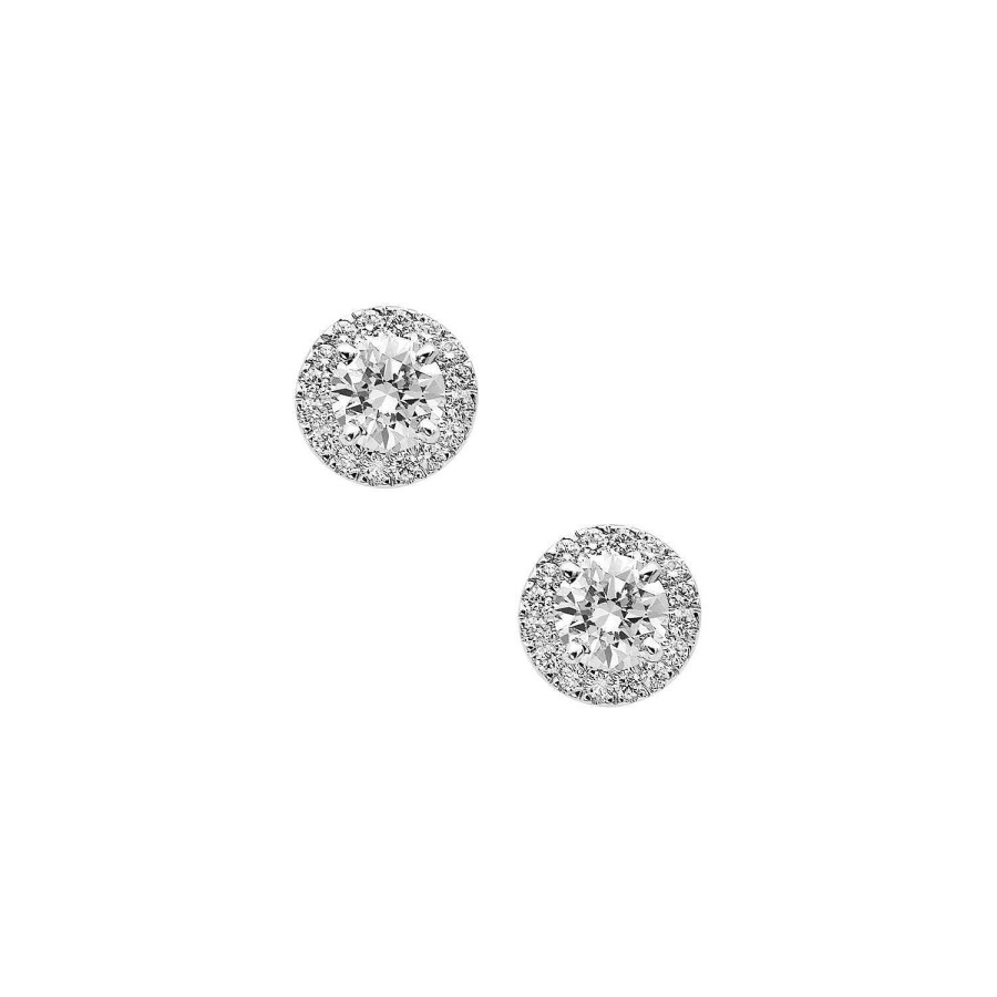 Puces Micropav Es Diamants Certifi S Entourage Diamants En Or Blanc | Dubail Clearance