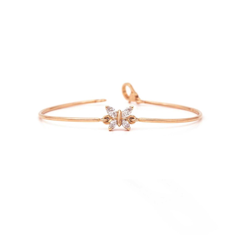 Bracelet Papillon Navette En Or Rose | Dubail Best